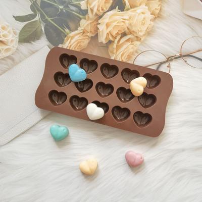 15-Cavity Heart Shaped Silicone Chocolate Mold Cake Fondant Candy Jelly Pudding Ice Cube Baking Mould for Valentine's Day