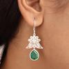 Chrome Diopside Gemstone 925 Sterling Silver Jewelry Handmade Hook Earrings 1.84" For Thanksgiving Gift CE-23-4