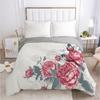 3D Hd Light Luxury Duvet Cover Queen King Size Printing Modern Art Printed Quilt Cover Bedding Simple Pink Flower 3-Piece Set