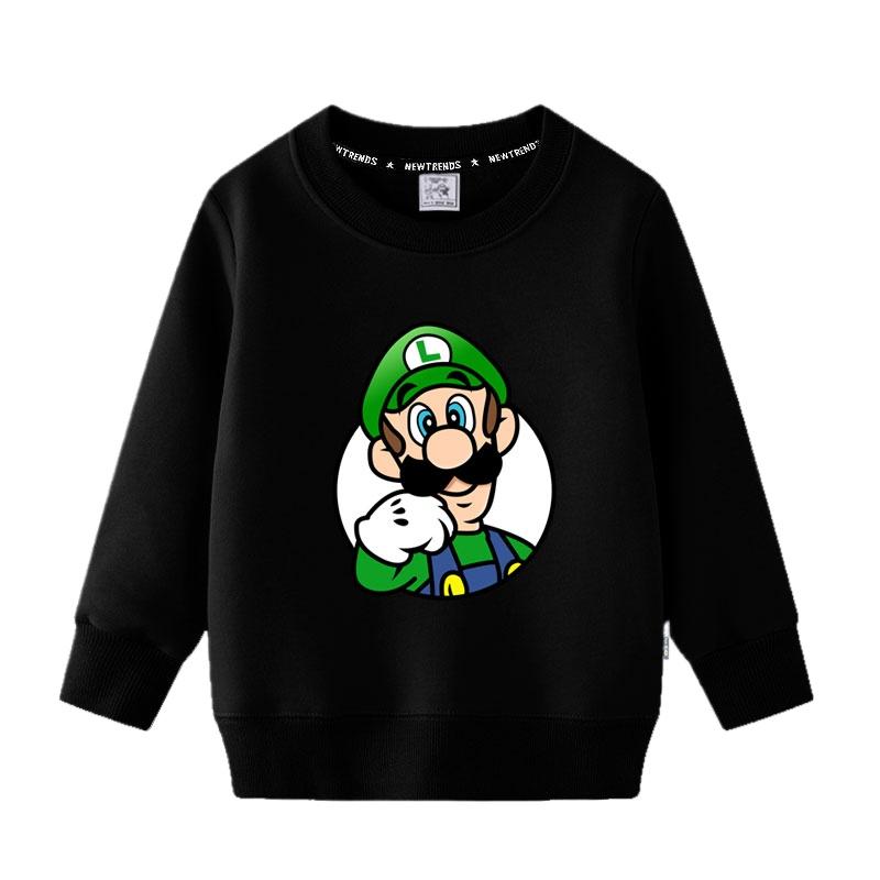 2025MINISO Nový styl Super Mario Kreslená hra Periferie Dětské mikiny Jaro a Podzim Chlapecké a Dívčí Pulovr s kulatým výstřihem