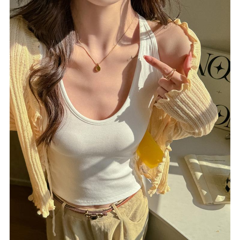 American Retro Spice Girl Sling Vest Women's 1111 Summer Wear Slim and Skinny Pure Bottom Inner Top