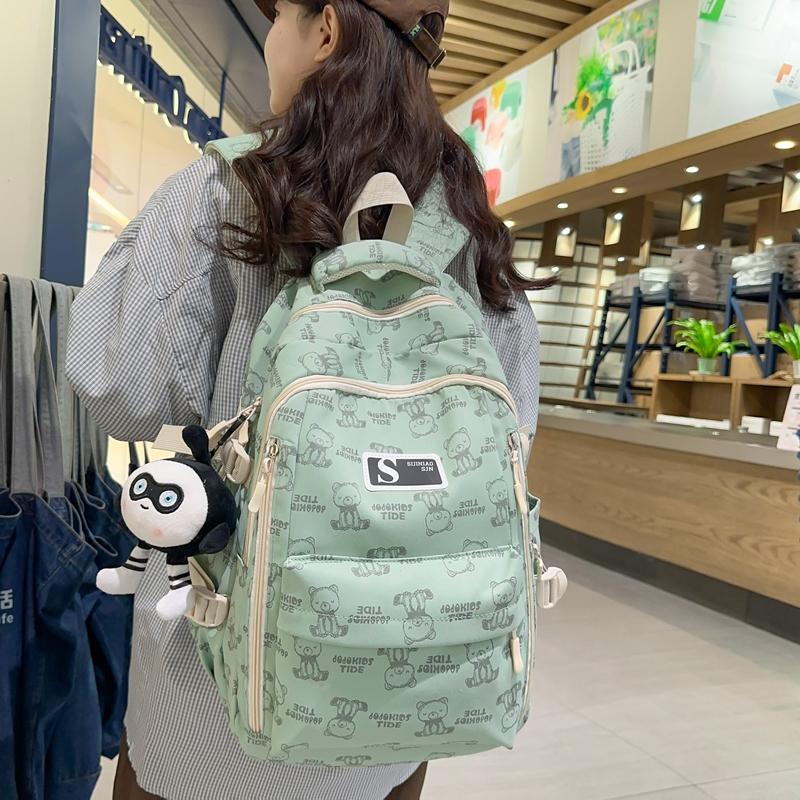 Student Schoolbag Female Junior High School Large Capacity Backpack Bear Schoolbag