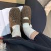 Gentle Fairy Wind Round Head Word with Lamb Wool Shoes Female Autumn and Winter Wear Flat-bottomed Pregnant Women Warm Bean Cotton Shoes