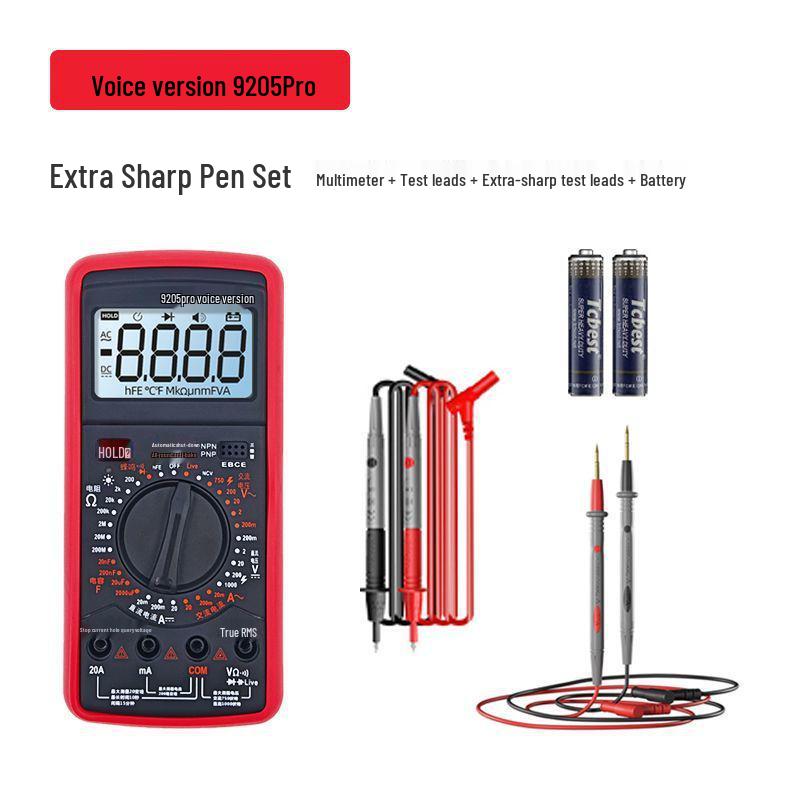 9205Pro+ High Precision Smart Multimeter with Voice Alerts for AC/DC Current, Voltage, and Capacitance Measurement