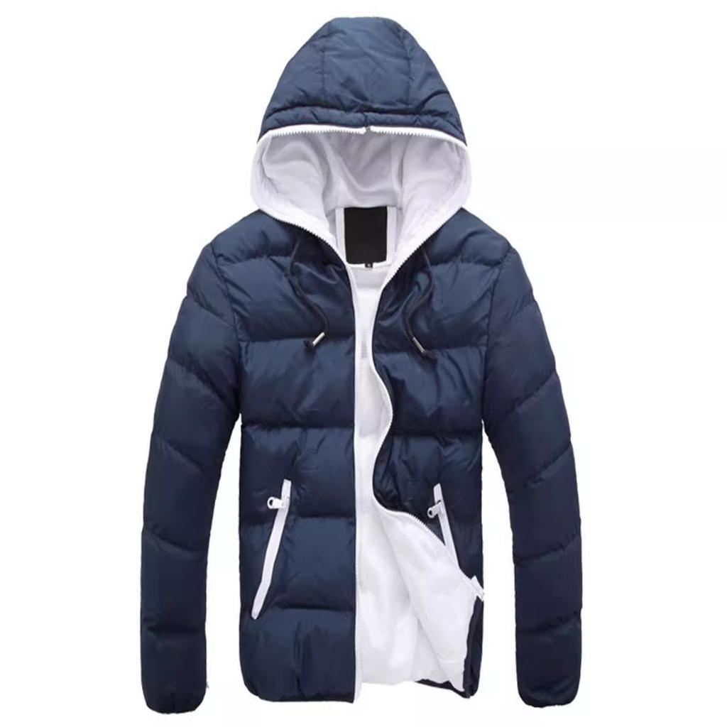Winter Padded Jacket Mens Cold-proof Padded Jacket Top Updated Everyday Hooded Color Matching Warm Padded Jacket