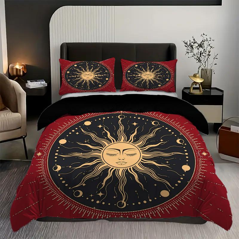 Mysterious Sun Pattern 3d Printed Quilt Cover Set Bohemian Exotic Style Bedding Cover Polyester Soft Comfortable Duvet Cover Set