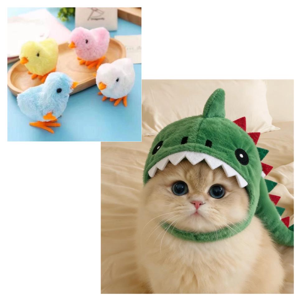 Grenzüberschreitende Katze Hai Dinosaurier Plüsch Haustierhut - Niedliche und Lustige Fotografie Requisite