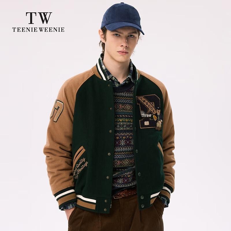 Teenie Weenie Men's Cartoon Bear Wool Blend Overcoat 2024 Winter