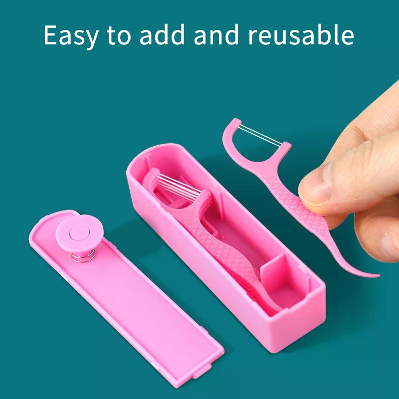 Automatic Dental Floss Storage Protable Floss Picks Dispenser Box Fruit Flavored Toothpicks Double-line Teeth Cleaning Tool