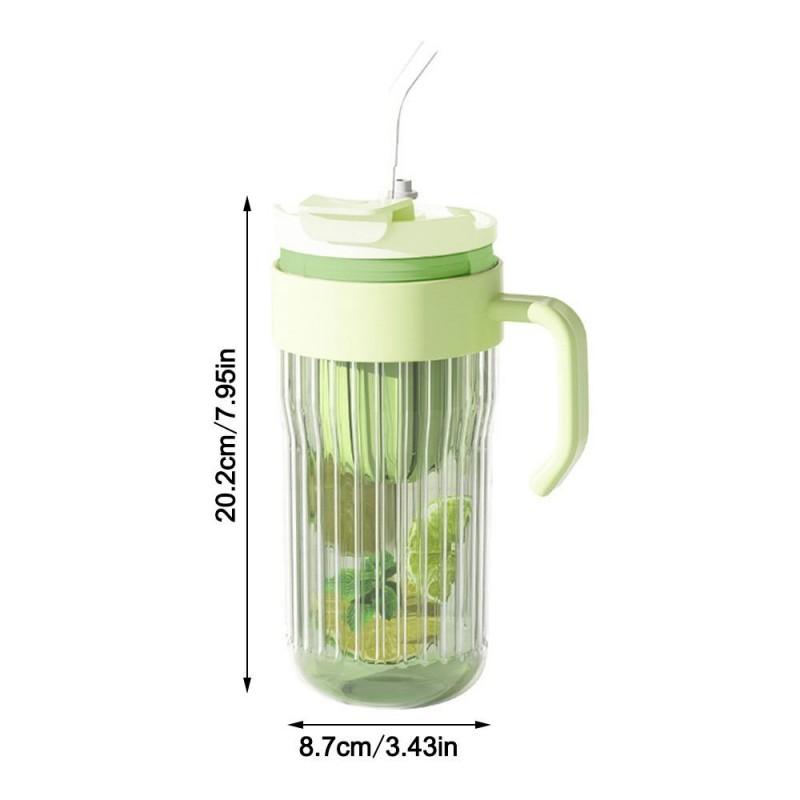 Kubek Z Ryflowanego Szkła Słomka Sitko Zamknięcie 550 Ml Różowy