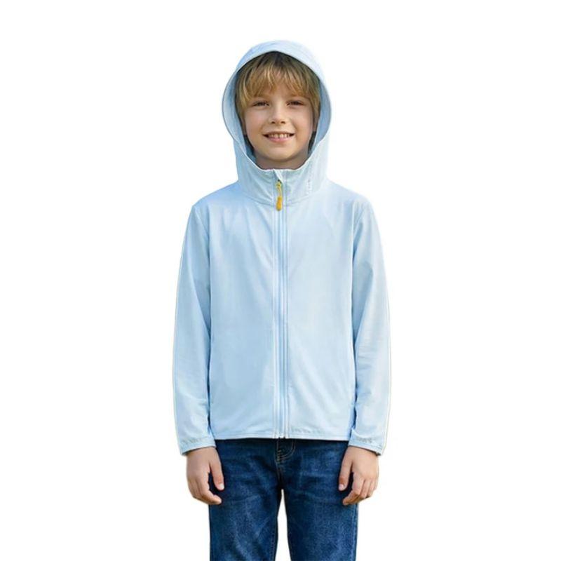 Kids Lightweight Hooded Sunscreen Coat Outdoor Sun Protection Jacket