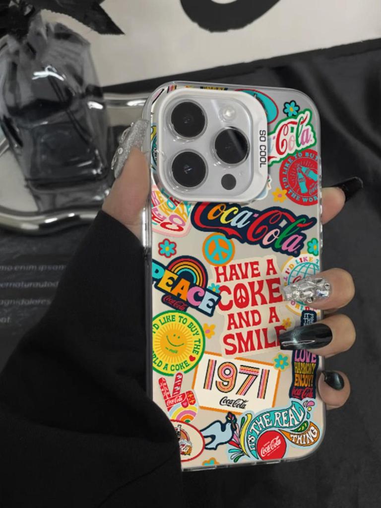 Cola-Themed Graffiti Phone Case: Anti-Fall Protection for Apple 15 Pro Max, 14, 13