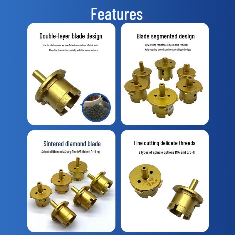 Sintered Diamond Chamfering Hole Saw Drill Bit for Quartz Stone and Sink Enlargement