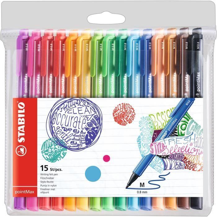Stabilo pochette x 15 stylos-feutres pointmax