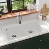 VidaXL Inset Kitchen Sink 2 Bowls Cream White Inset Sink 141677