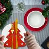 12pcs Festive Cutlery Storage Bag Christmas Tree Star Reindeer Design Utensil Roll for New Year Party Table Setting Decor