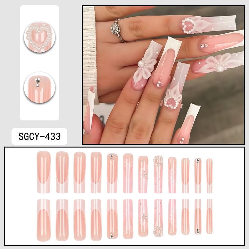 O8 Long Nail Art Tips - European & American High-End Wearable Summer Stickers
