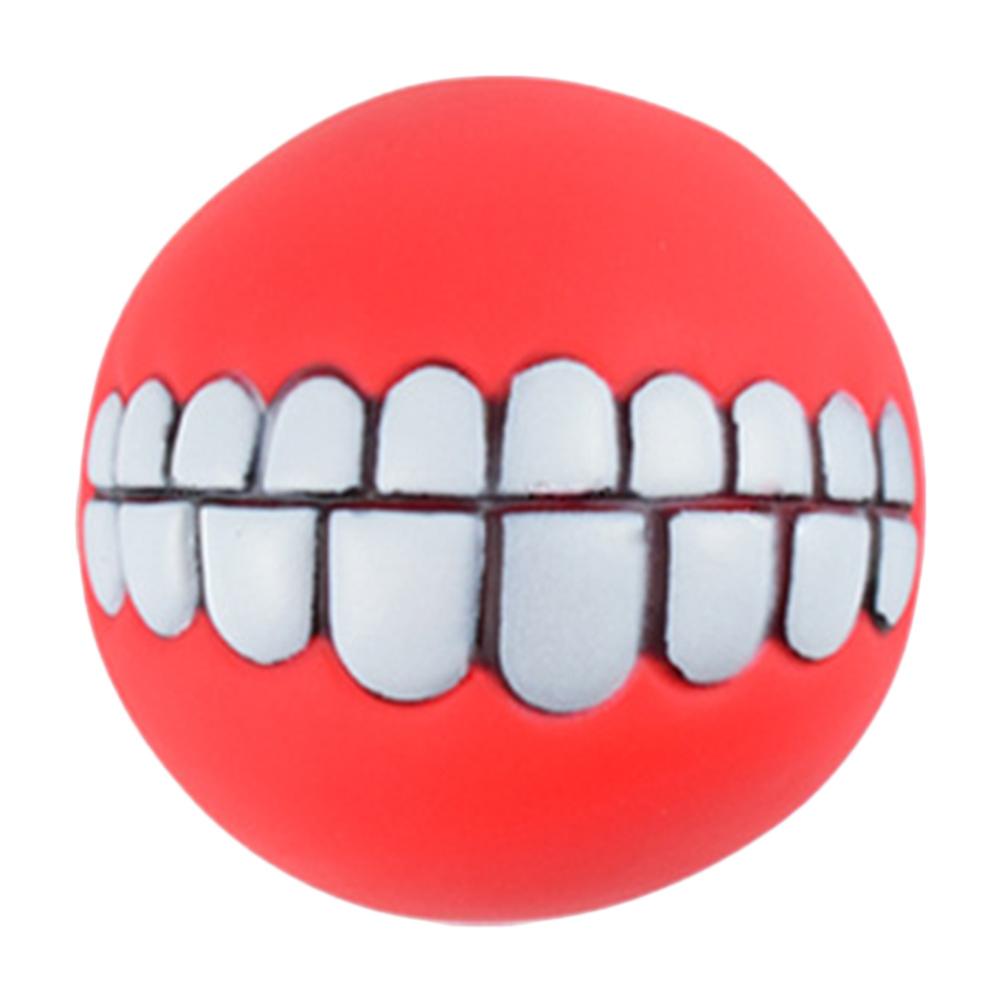 8cm Puppy Dog Chewing Toys Teeth Cleaning Funny Training Chewing Ball  Squeaky Sound Interactive Pet Supplies красный