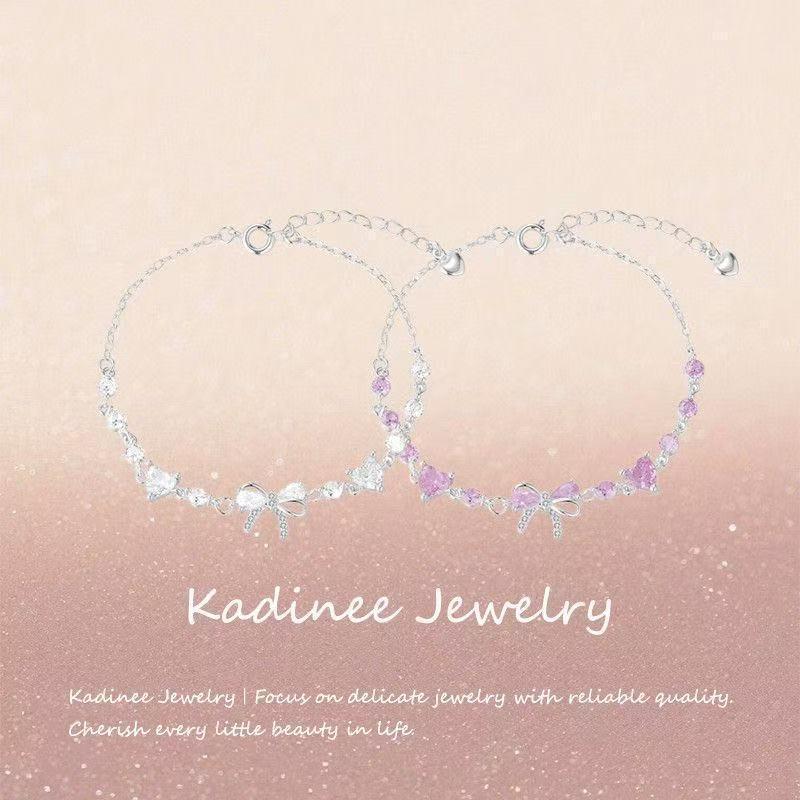 Verstellbares Mikro-Inlay Zirkon Schleifenarmband Luxuriöser Glänzender Kristall Handgelenkschmuck für Damen Geburtstags-Hochzeitsgeschenk