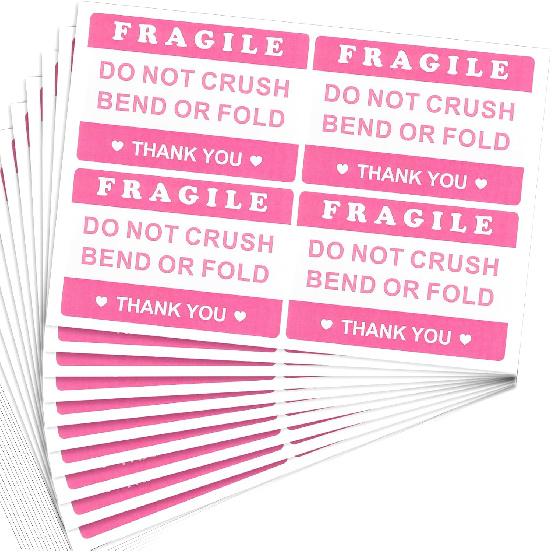 2x3 Inch 400PCS Fragile Stickers for Shipping Do Not Crush Bend or Fold, Shipping Mailing Cartons Envelops Adhesive Labels, Fragile Warning Stickers