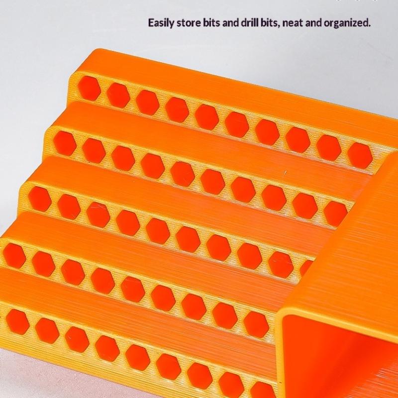 Orange 50-Hole Hex Screwdriver Bit Storage Box Impact Driver Bit Holder Organizer Durable Tool Box For Diy & Workshop