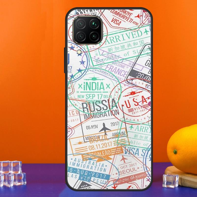 Retro Postkarte Reisepassstempel Für Huawei Nova 12s 12i 11i 5T 9 10 SE Y91 Y90 Y60 Y70 Y72 Y61 P60 Pro P20 P40 P30 Lite Hülle