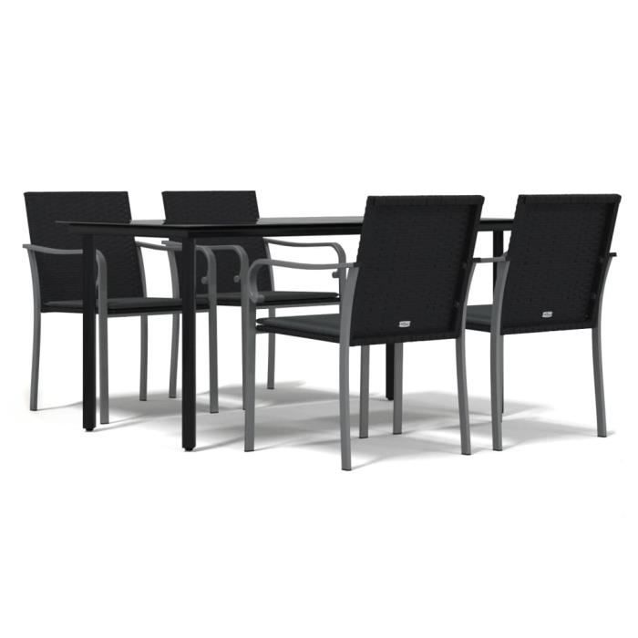 VidaXL Garden Dining Set 5 Pcs Cushions Wicker Steel 3186963