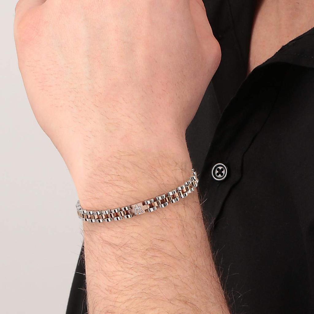 [Maserati] Official Authentic Maserati Jewelry 210mm Stainless Steel Men's Bracelet JM219AQH16 (Adjustable Length)