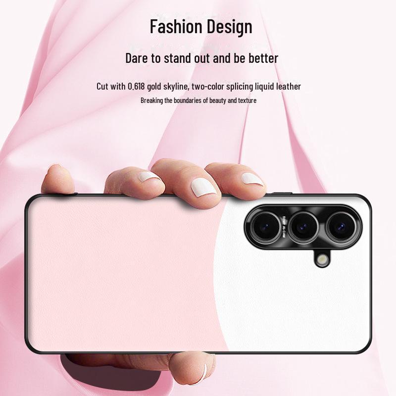 Samsung S24+ Liquid Leather Anti-Fall Protective Case: One-Piece Cover, Anti-Fouling Tech.