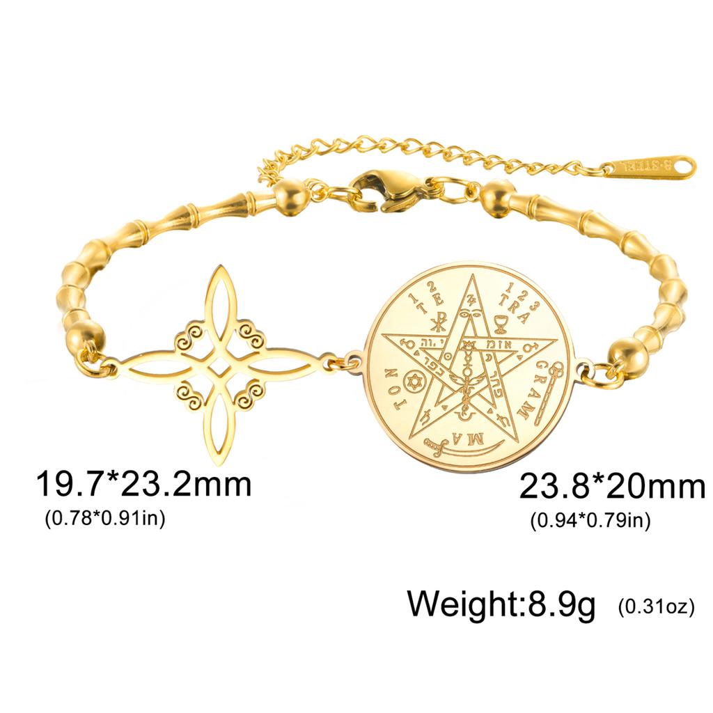 EUEAVAN Classic Witch Knot Bracelet For Women Stainless Steel Tetragrammaton Pentacle Bracelet Double Protection Jewelry Gifts