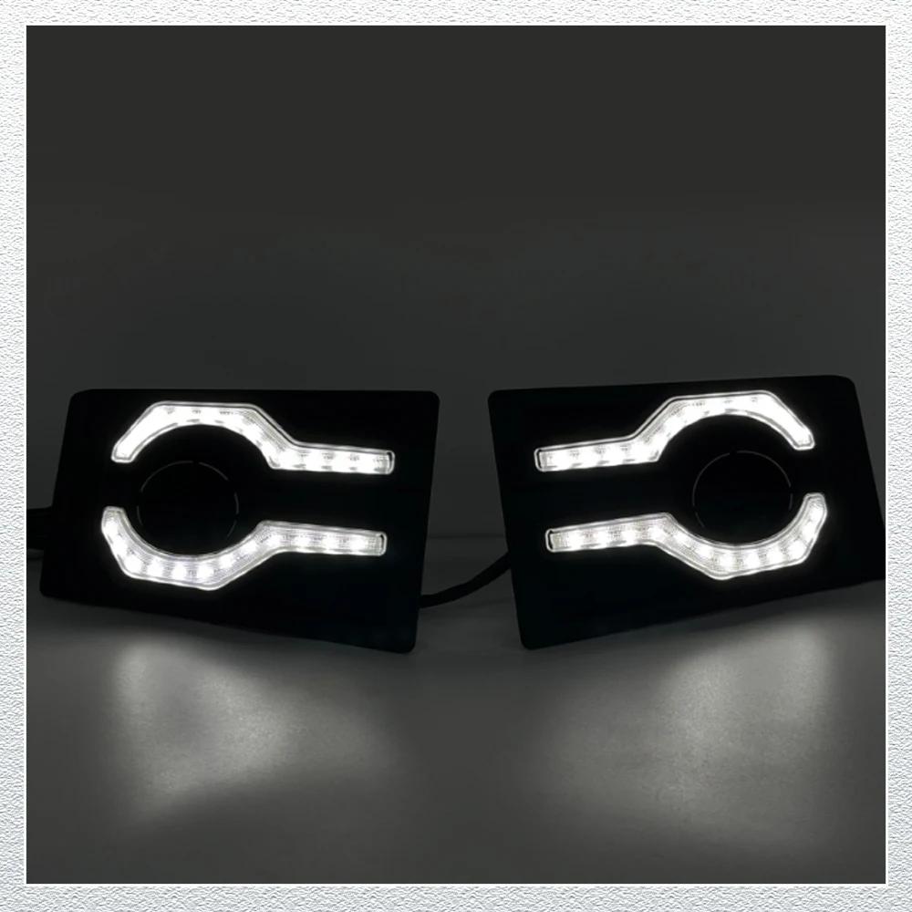 Car LED DRL For Toyota Land Cruiser LC76 LC78 LC79 2023 2024 Daytime Running Lights Fog Light with Turn Signal Fog Lamp Cover