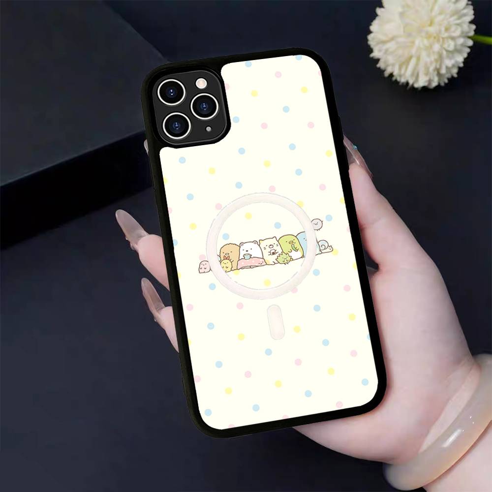 Cartoon S-sumikko Gurashi Magnetic Matte Phone Case For IPhone 16 17 15 14 13 12 11 For Magsafe Wireless Charge Cover