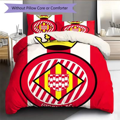 Fútbol Club Girona FC Juego de Colcha con Estampado Ropa de Cama Decoración del Hogar Regalo (1 funda nórdica + 2 fundas de almohada sin relleno.)