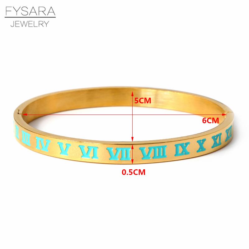 New Brand Luxury Enamel Stainless Steel Roman Numeral Bangles for Women Titanium Steel Jewelry Accessories Lucky Gift