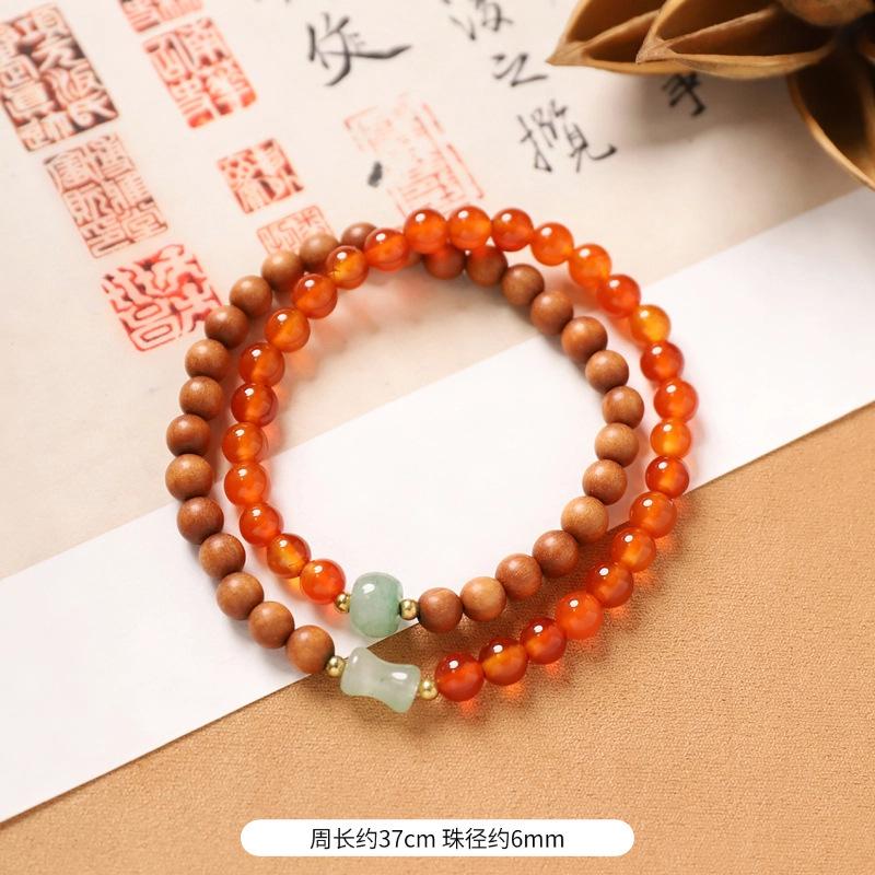 Chinese-style Beaded Bracelet, Agate Chain, for Both Men and Women, Wooden Beads, Simple Bracelet