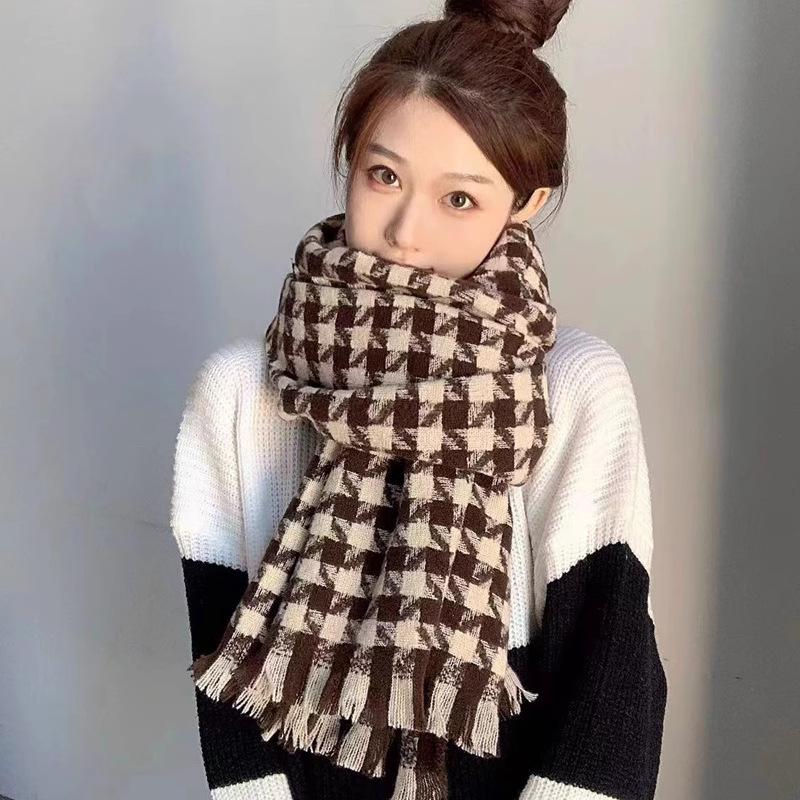 Scarf autumn and winter women's new autumn and winter atmosphere plaid scarf high-end scarf