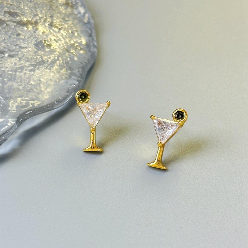 Fashion Light Luxury Commuter K Niche Design Zircon Inlaid Cocktail Stud Earrings Necklace Fashion Temperament Earrings