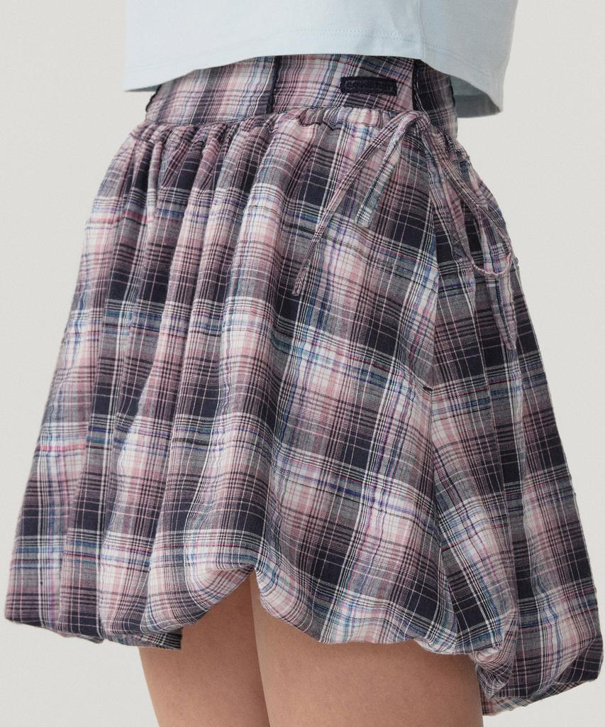 Covernat Woman Balloon Mini Skirt Check