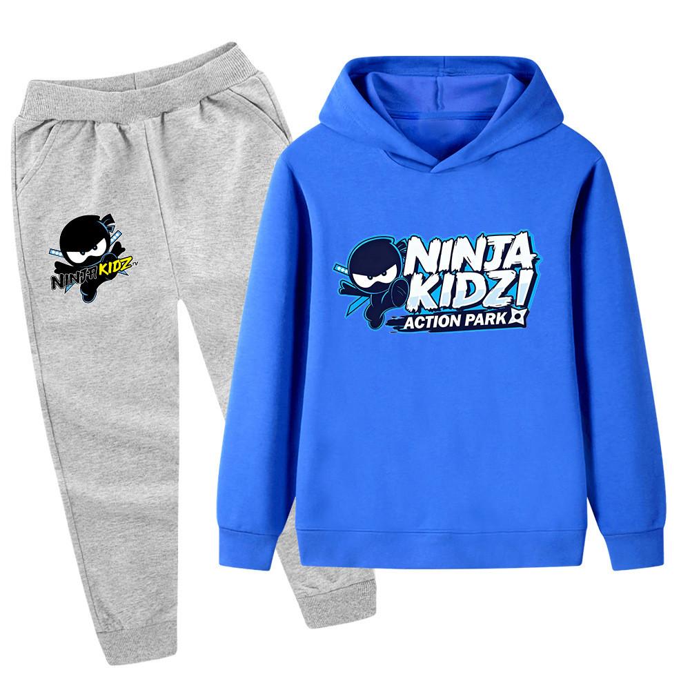 PB1174 Kids Boys Girls NINJA KIDZ Printed Long Sleeves Hoodie Trousers Top Pants Clothes Sets