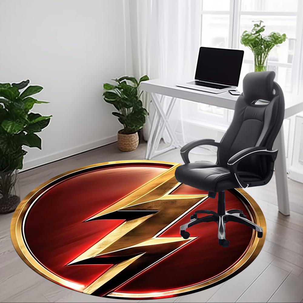 1pc Flash Lightning Office Round Area Rug, Under Office Chairs Bedroom Living Room Home Decor, Room Deco, Available in Various Sizes