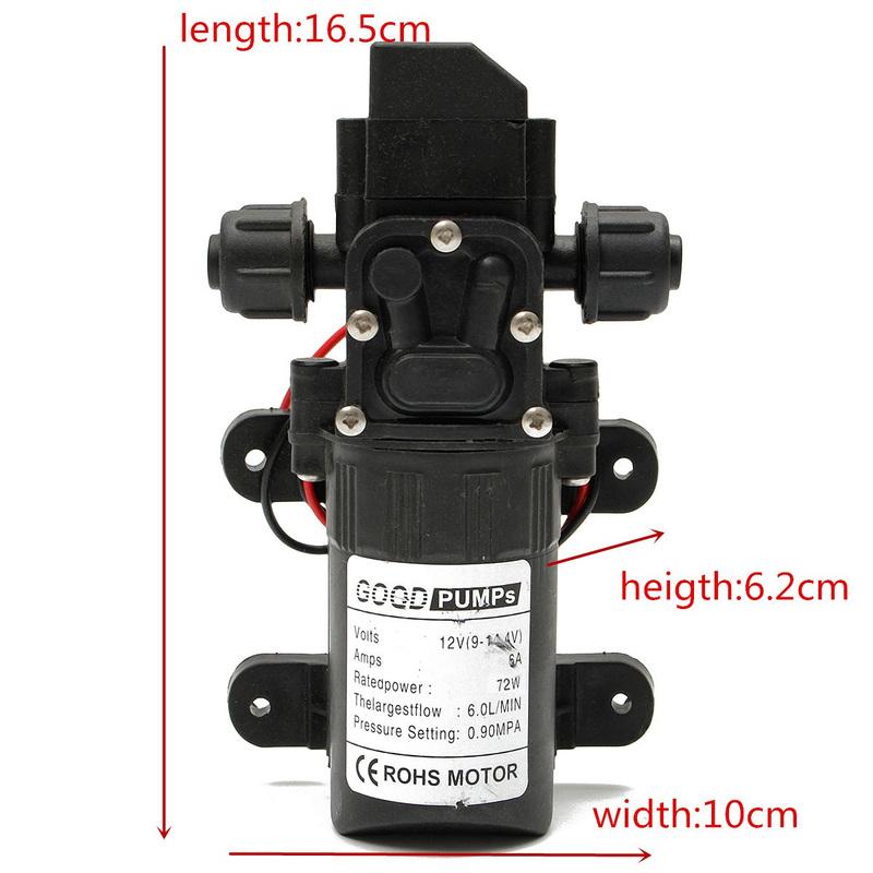 Water Pump 12V 72W 130PSI 6L/Min Stable High Pressure Diaphragm Water Pump Pressure Protection Water Sprayer for Caravan Boat