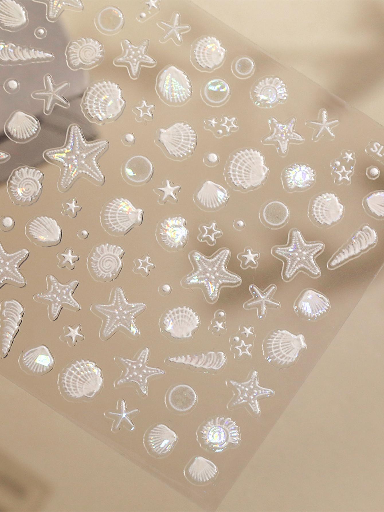 

5D Nail Art Stickers Transparent Adhesive Nail Accessories Shell Sea Star Jellyfish Aurora Butterfly Hollow Liquid Nail Stickers