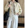 Womens Short PU Leather Jacket Casual Chic Style Outerwear Loose Fit Flip Collar Zipper Front