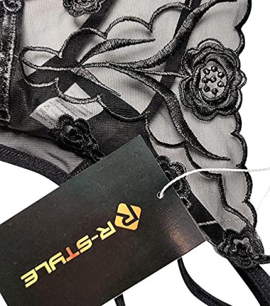 Panties with Cute Side Set of 3 R-Style Women's T-Back Stripes, (TYPE A)