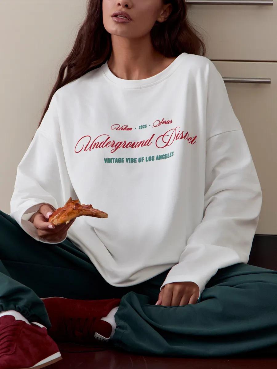 

100% cotton t-shirt autumn new fashion personalized Hong Kong flavor popular printed hiphop top women S