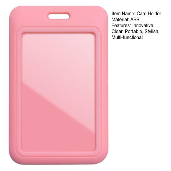 Sliding Badge Holder Vertical Hard Plastic Case Clear Card Protector Pouch for Office School ID Credit