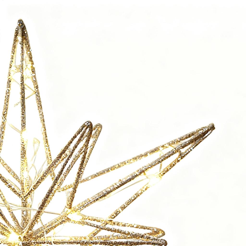 Christmas Tree Star Topper Seasonal Holiday Treetop Decorations Lighted Glitter Christmas Treetop Star for New Year Office