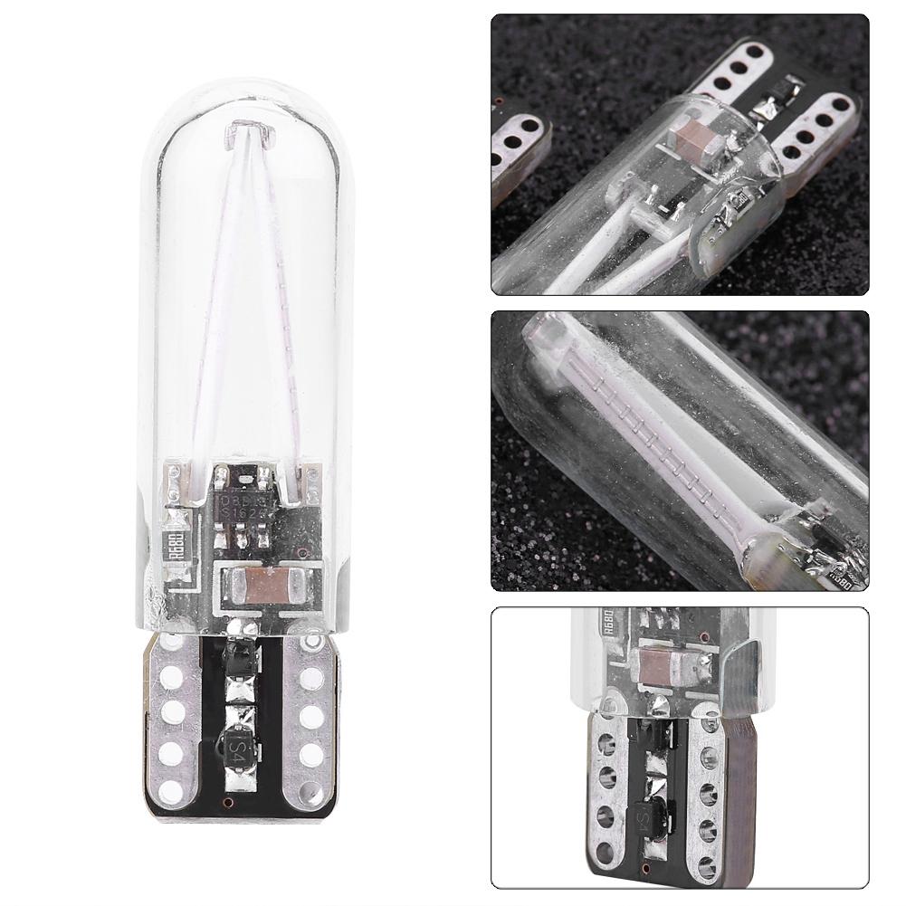 Pair of 8-28V W5W T10 Glass COB Filament LED Car Reading DRL Turn Signal LED Bulb White Light