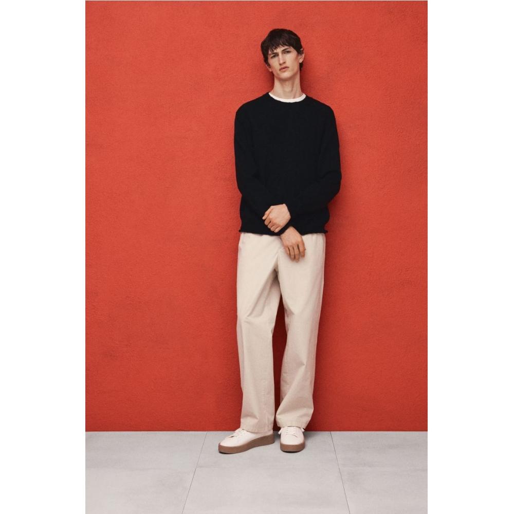 H M Rolled Edge Sweater Regular Fit Navy Blue