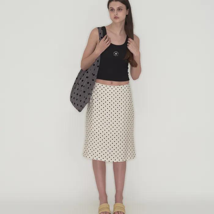 Big hobo bag - Black polka dot (Reversible) / Free pouch included